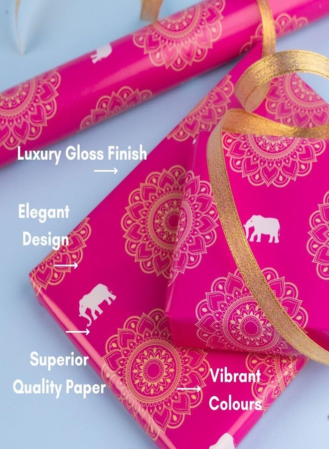 Be Stories The Royal Elegance Colorful Design Wrapping/Laminated Art Paper Sheet 100 Gsm For Gift Packing For All Occasions Like Birthday, Diwali, Chirtsmas, 28 Inches X 20 Inches Of 5-Sheets,Pink - Image 2